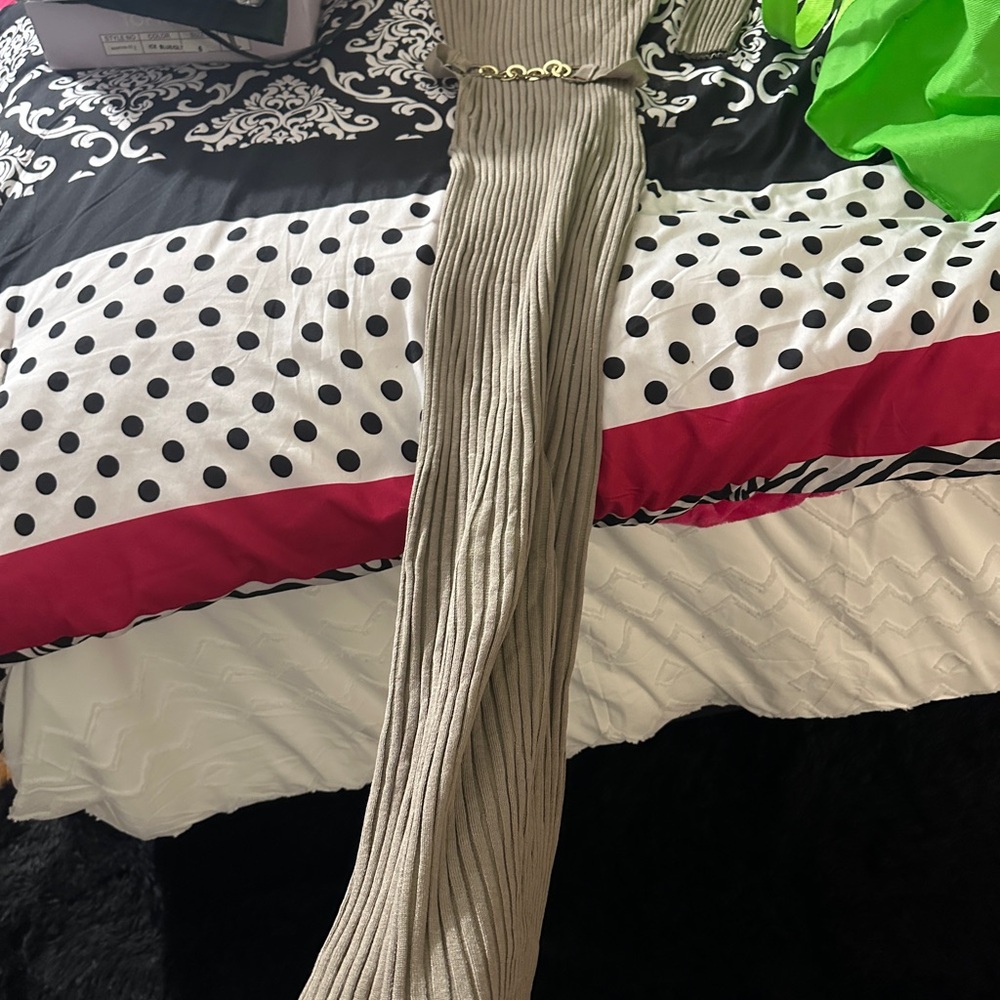 Ribbed Knit Maxi Dress with Belt